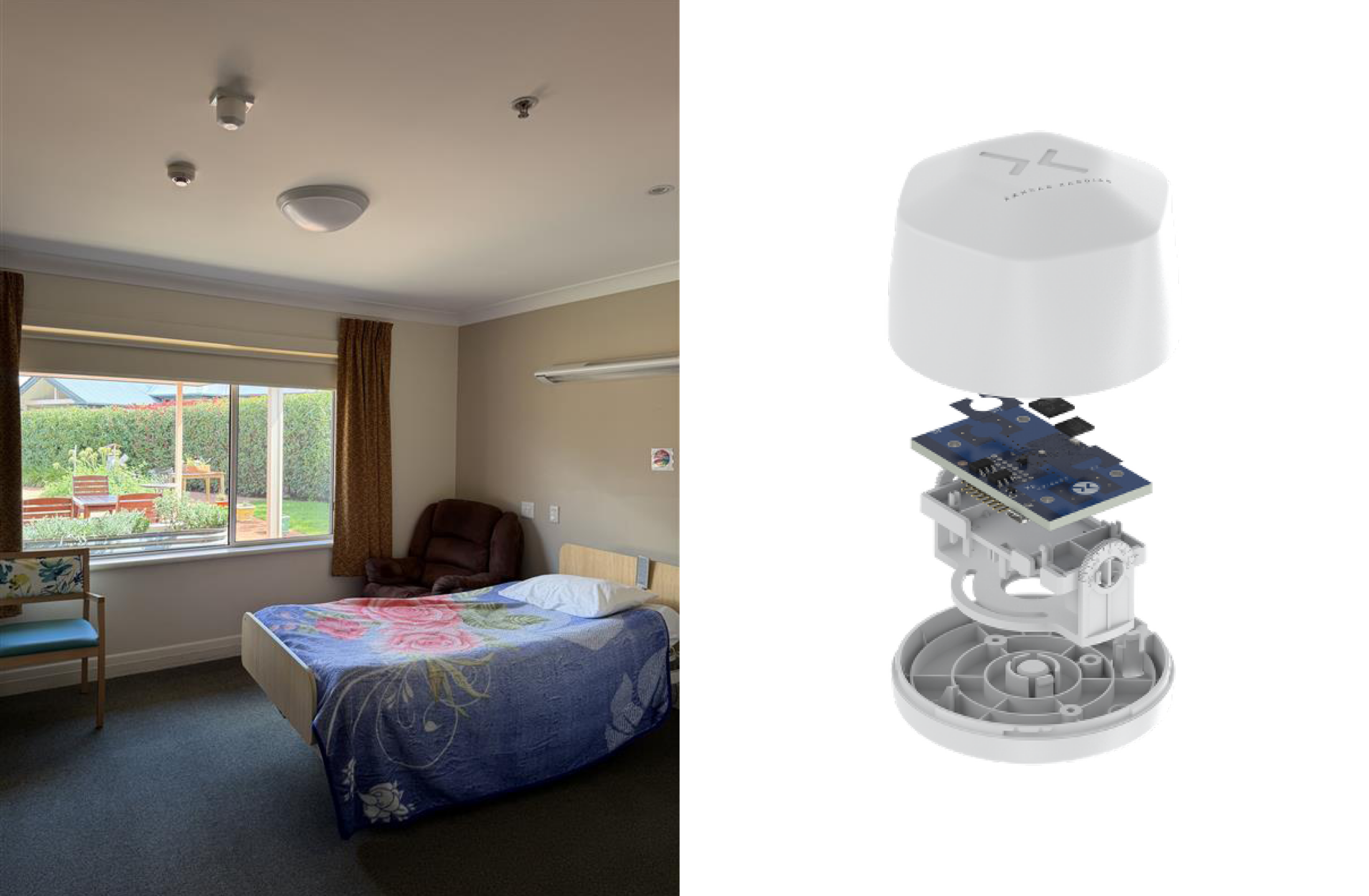 غرفة مزودة بجهاز تقنية الرادار مثبت على السطح